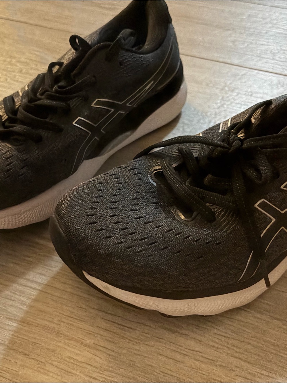 Asics Black and White Athletic Running Shoes